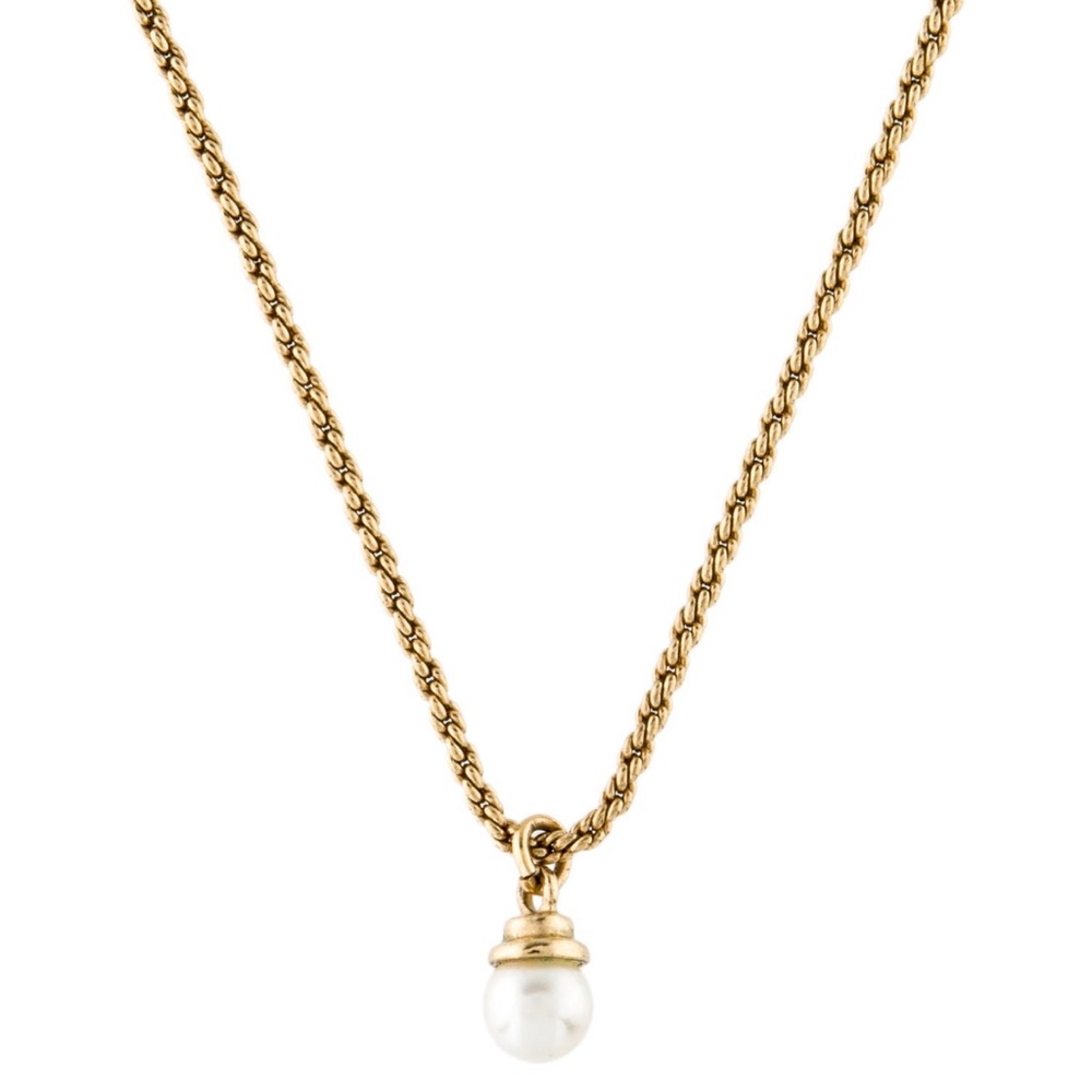 Authentic Christian Dior Faux Pearl Pendant Necklace